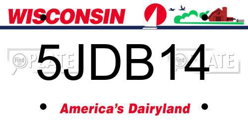 5JDB14 Wisconsin License Plate