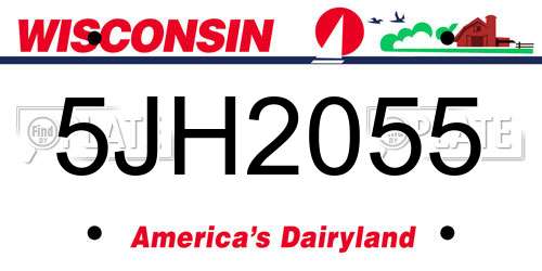 5JH2055 Wisconsin License Plate