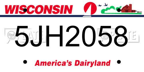 5JH2058 Wisconsin License Plate