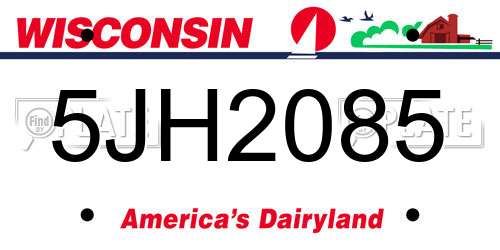 5JH2085 Wisconsin License Plate