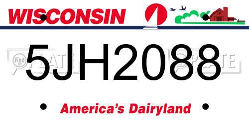 5JH2088 Wisconsin License Plate