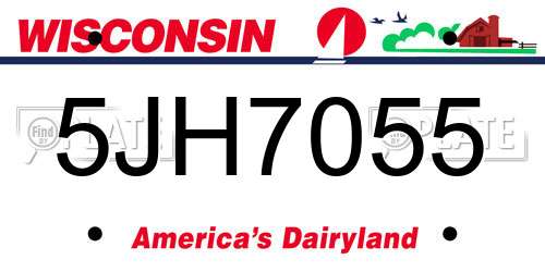 5JH7055 Wisconsin License Plate