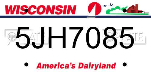 5JH7085 Wisconsin License Plate