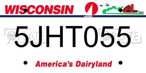 5JHT055 Wisconsin License Plate