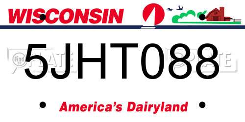 5JHT088 Wisconsin License Plate