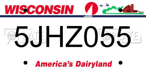 5JHZ055 Wisconsin License Plate