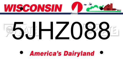 5JHZ088 Wisconsin License Plate