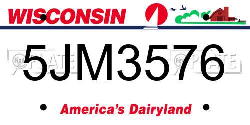 5JM3576 Wisconsin License Plate