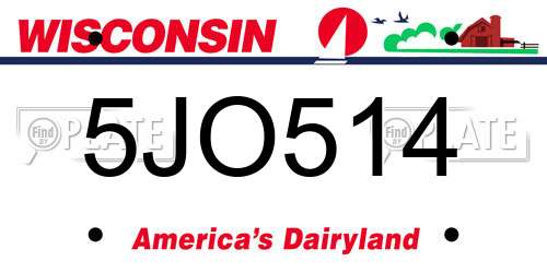 5JO514 Wisconsin License Plate