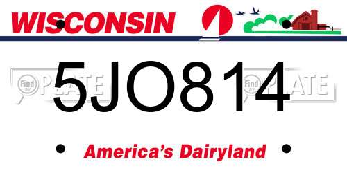 5JO814 Wisconsin License Plate