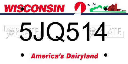5JQ514 Wisconsin License Plate