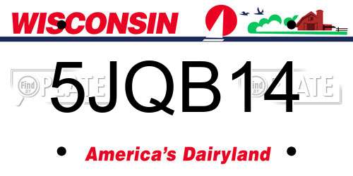 5JQB14 Wisconsin License Plate