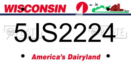 5JS2224 Wisconsin License Plate