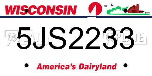 5JS2233 Wisconsin License Plate