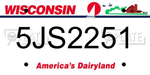5JS2251 Wisconsin License Plate