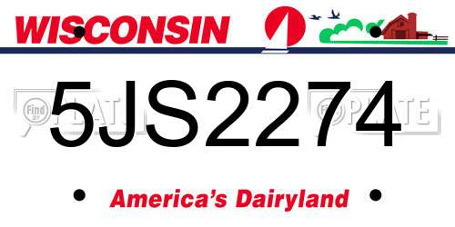 5JS2274 Wisconsin License Plate