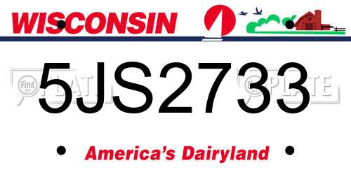 5JS2733 Wisconsin License Plate