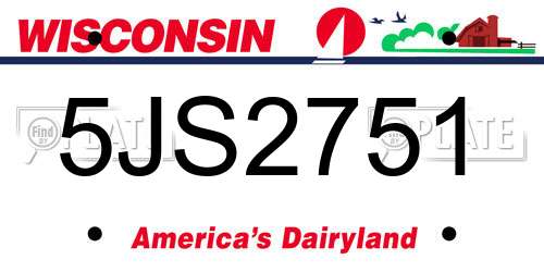 5JS2751 Wisconsin License Plate