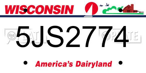 5JS2774 Wisconsin License Plate