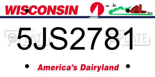 5JS2781 Wisconsin License Plate