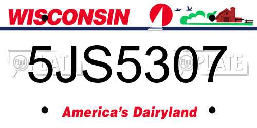 5JS5307 Wisconsin License Plate
