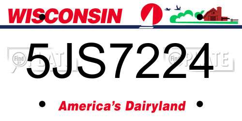 5JS7224 Wisconsin License Plate