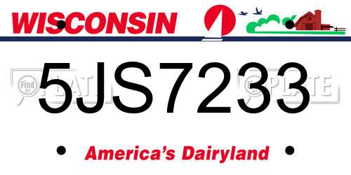 5JS7233 Wisconsin License Plate