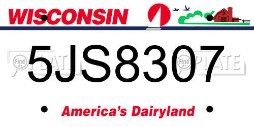 5JS8307 Wisconsin License Plate