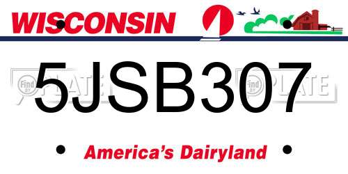 5JSB307 Wisconsin License Plate