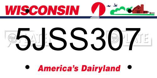5JSS307 Wisconsin License Plate