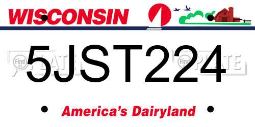 5JST224 Wisconsin License Plate