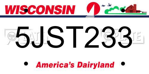 5JST233 Wisconsin License Plate