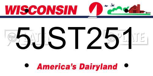 5JST251 Wisconsin License Plate
