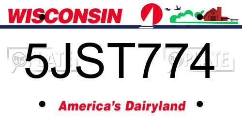 5JST774 Wisconsin License Plate