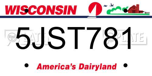 5JST781 Wisconsin License Plate