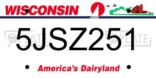 5JSZ251 Wisconsin License Plate