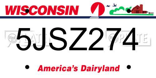 5JSZ274 Wisconsin License Plate