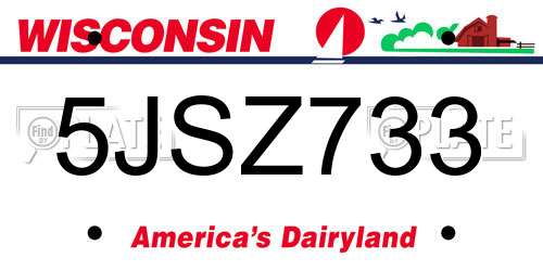 5JSZ733 Wisconsin License Plate