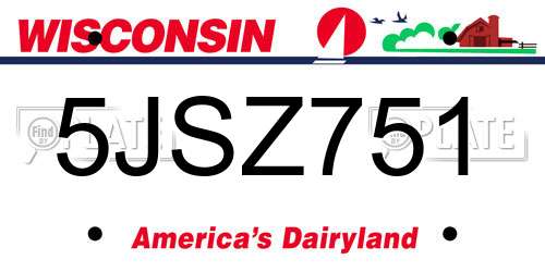 5JSZ751 Wisconsin License Plate