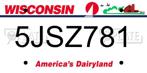 5JSZ781 Wisconsin License Plate