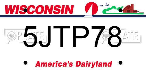 5JTP78 Wisconsin License Plate