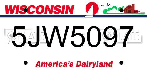 5JW5097 Wisconsin License Plate