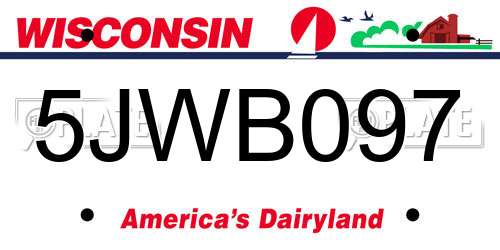 5JWB097 Wisconsin License Plate