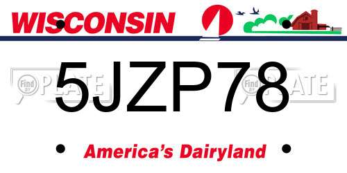 5JZP78 Wisconsin License Plate