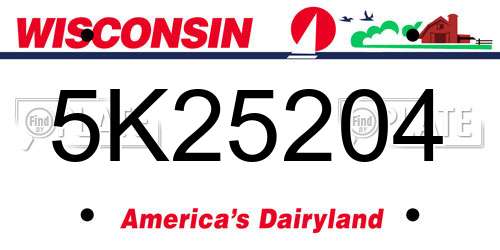 5K25204 Wisconsin License Plate