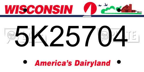 5K25704 Wisconsin License Plate