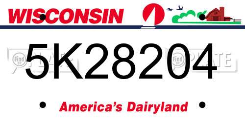 5K28204 Wisconsin License Plate