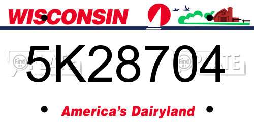 5K28704 Wisconsin License Plate