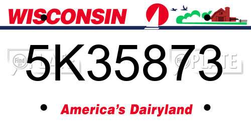 5K35873 Wisconsin License Plate
