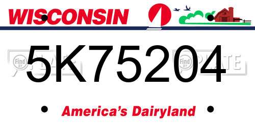 5K75204 Wisconsin License Plate